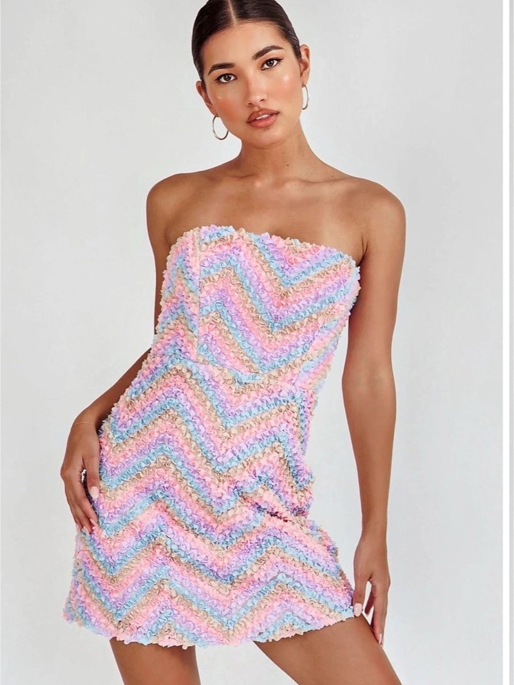 Strapless Mini Dress in Pink & Blue brand New
